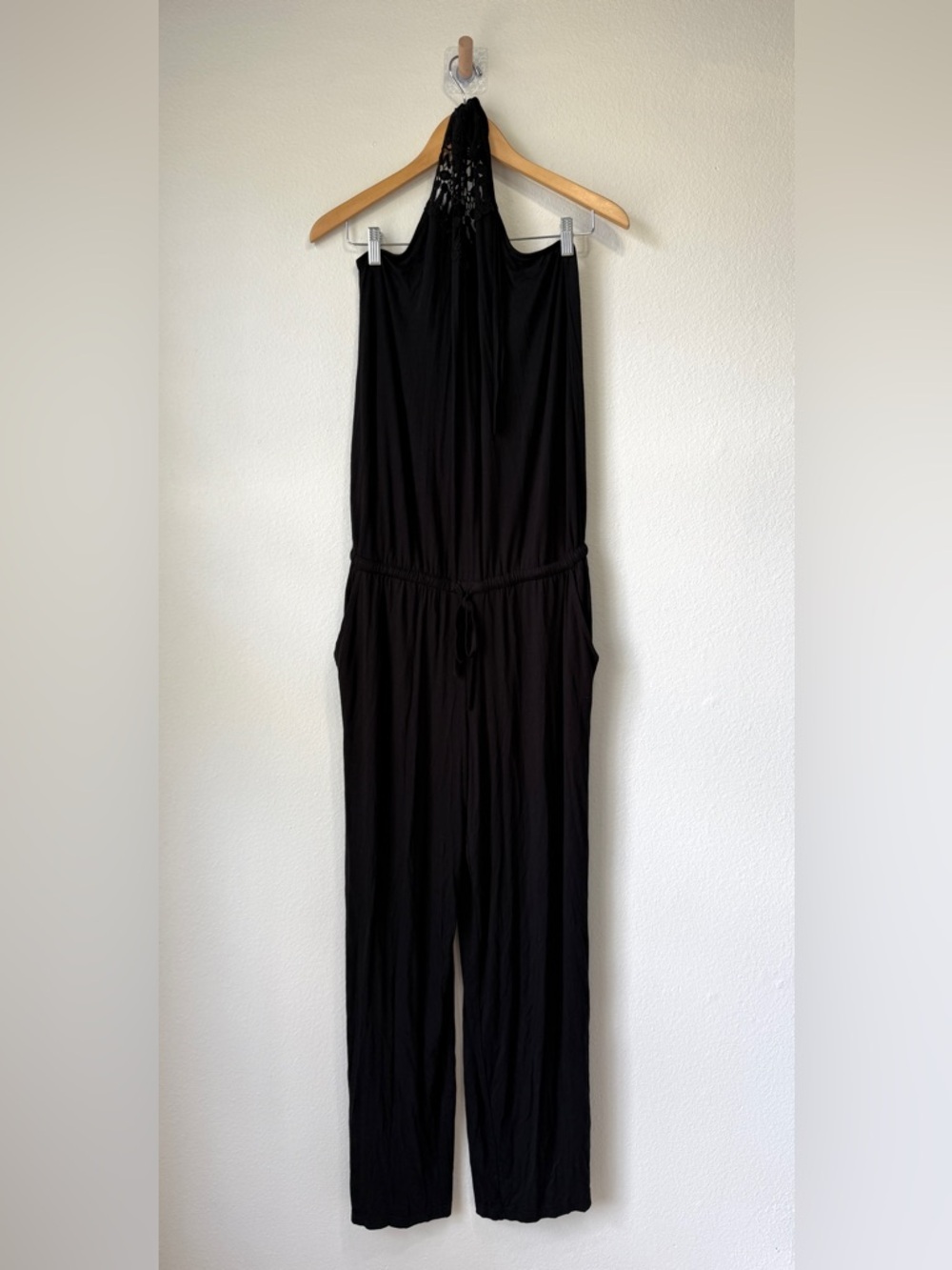 Lascana Lace Halter Jumpsuit Black NWT Size 12 Elegant Wide Leg - Picture 4 of 7